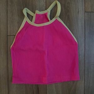 FP Movement by Free People Pink and Green Crop Top
